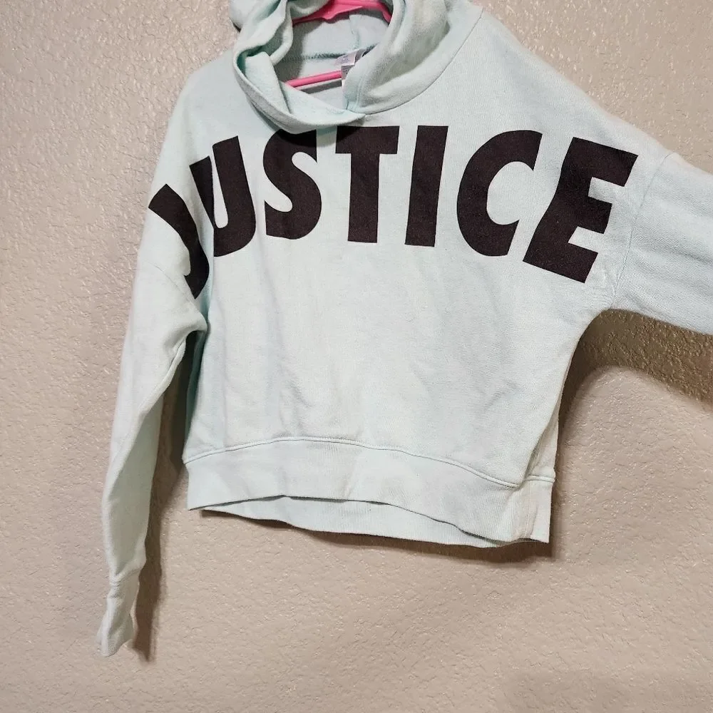 Girls turquoise justice sweatshirt size 10